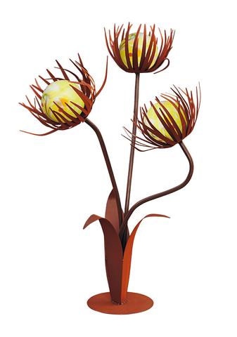 Decoratieve bloem margriet voorzien drie glazen bloemen, roest design - Rustique Garden